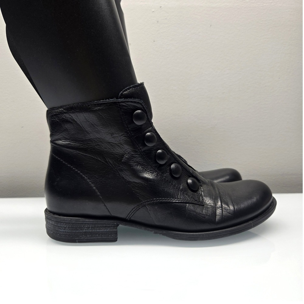 Miz Mooz Louise Ankle Boots Women 8 Black Leather Button Granny Goth Victorian